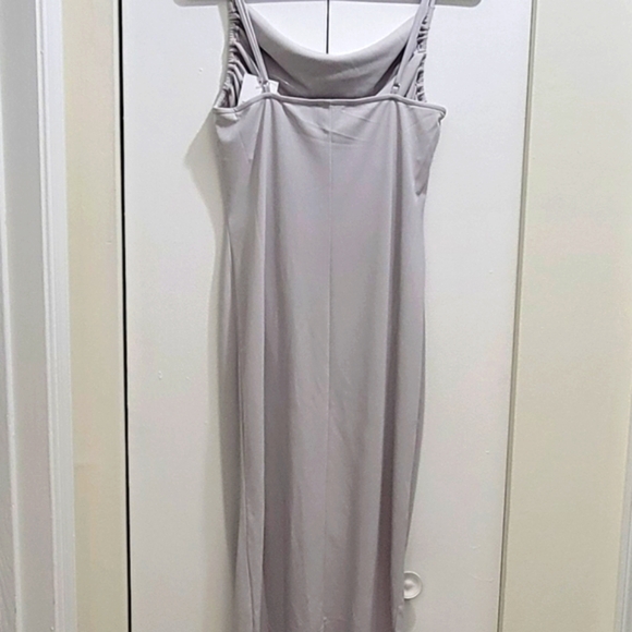 S O L D Gray Cowl Neck Ruched Spaghetti Strap Midi Dress size XL - Picture 9 of 12